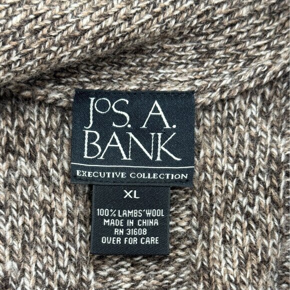 Jos. A Bank Shawl Collar Cardigan Lamb Wool Brown Elbow Patches Grandpa Men XL - Picture 3 of 7